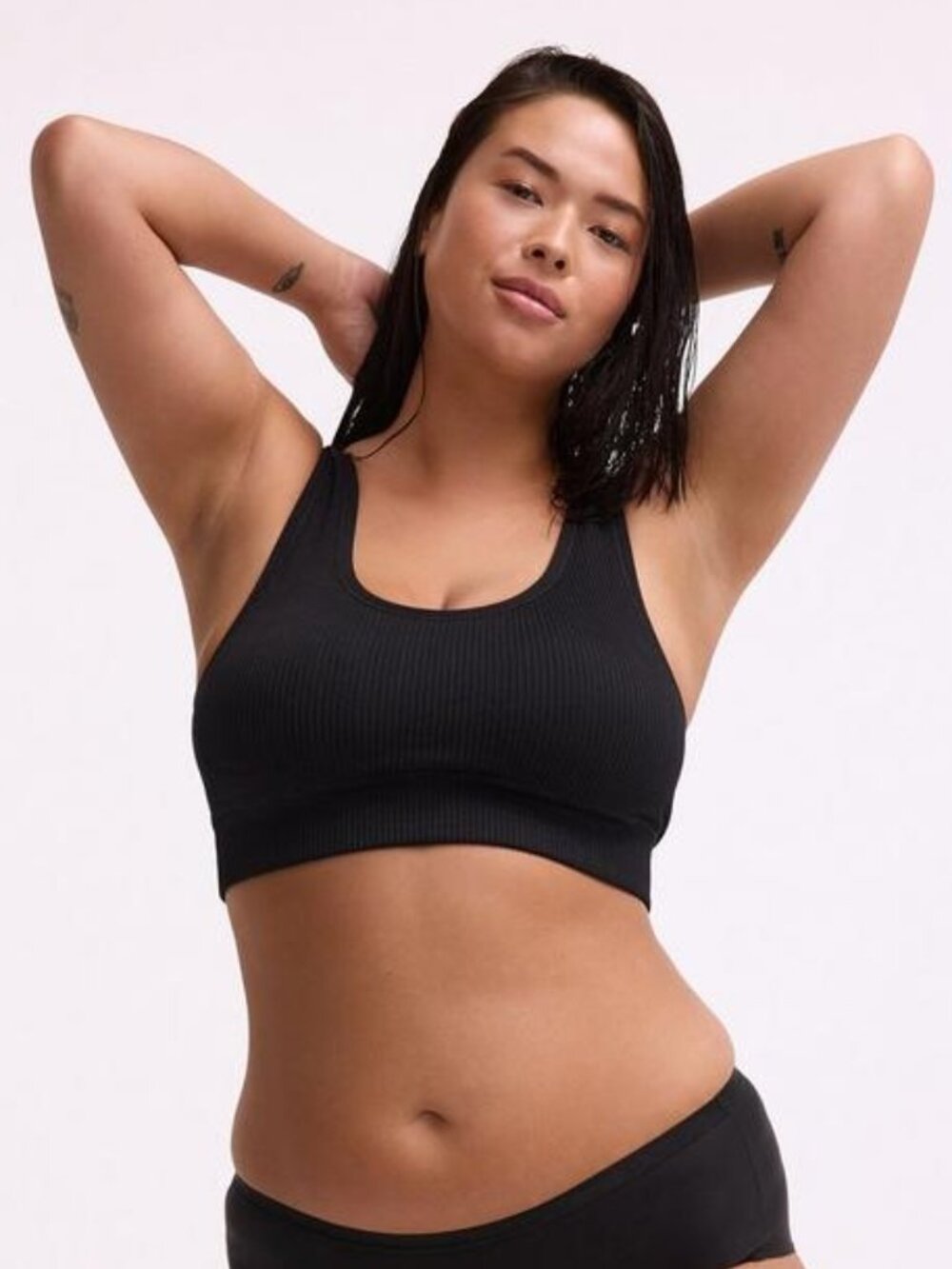 Torrid Black Ribbed Lightly Lined Seamless Bra Wireless Bralette Size 3